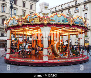 L'Europe,Italie,Toscane,Florence,carrousel dans la Piazza della Repubbica,Vieille Ville Banque D'Images