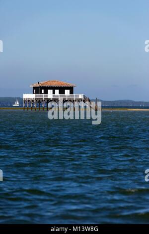 France, Gironde, bassin d'Arcachon, l'Ile aux Oiseaux, cabines Banque D'Images