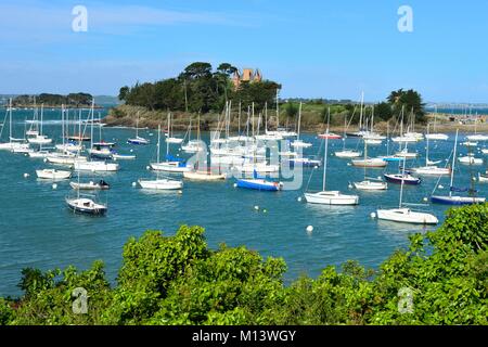 La France, de l'Ille et Villaine, Saint Briac sur Mer, Chateau beach pendant la marée haute Banque D'Images