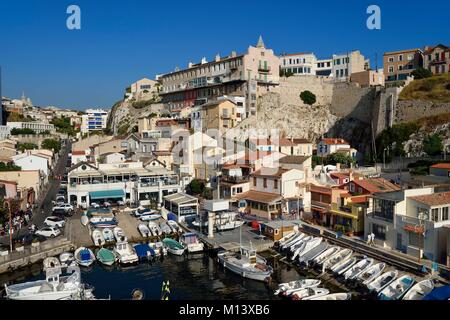 France, Bouches du Rhône, Marseille, quartier Endoume, Vallon des Auffes, restaurant Chez Jeannot Banque D'Images