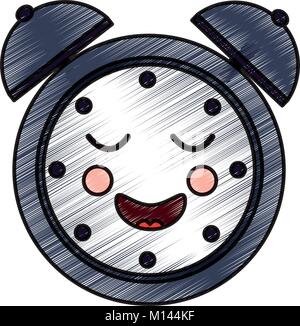 Kawaii cartoon caractère alarme horloge Illustration de Vecteur