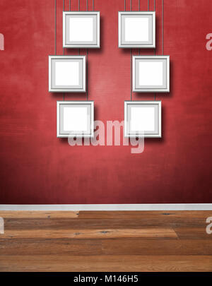 Mur texturé rouge et Alu frames hanging Banque D'Images