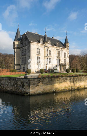 Château Schaloen ou Chaloen près de Schin op Geul, construire de la marne, au sud de la Hollande, la province du Limbourg, aux Pays-Bas. Banque D'Images