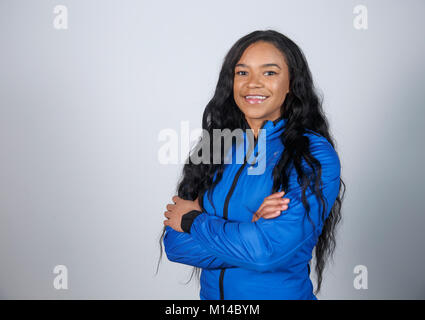 Au cours d'un Moore mica le kitting out session à ADIDAS Stockport. ASSOCIATION DE PRESSE Photo. Photo date : mardi, 23 janvier 2018. Crédit photo doit se lire : Tim Goode/PA Wire Banque D'Images