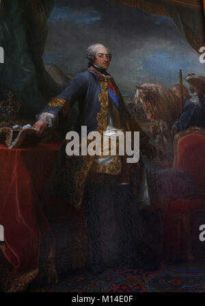 Portrait du roi Louis XV (1710-1774) par Van Loo, Carle (1705-1765) dans le Salon de Mars, Versailles, Ile-De-France, le français. Banque D'Images
