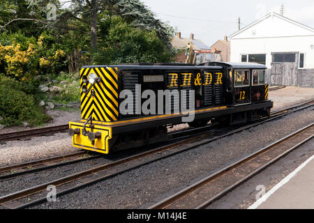 Locomotive No12 JB Snell, à New Romney. Une partie de l'Romney Hythe et Dymchurch Railway, Kent, Banque D'Images