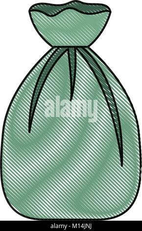 Sac à déchets de couleur attachés en silhouette crayon Illustration de Vecteur