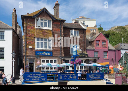 16e siècle Le Dolphin Inn, Rock-a-Nore Road, Hastings, East Sussex, Angleterre, Royaume-Uni Banque D'Images