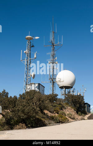 Radar météo, météo, radar de surveillance radar Doppler sur le dessus de la montagne de Mijas, Andalousie, espagne. Stock Photo Banque D'Images