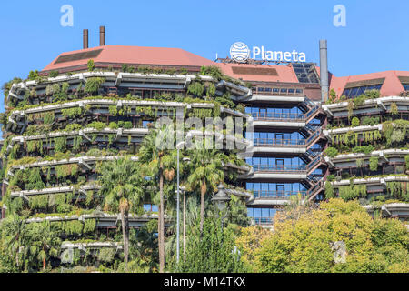 Siège de l'immeuble du groupe espagnol Planeta,médias,groupe,l'avenue Diagonal de Barcelone. Banque D'Images