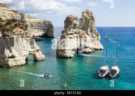 La Grèce, Îles Cyclades, l'île de Milos, Kleftiko Banque D'Images