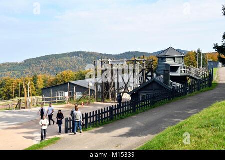 La France, Bas Rhin, Natzwiller, le Struthof l'ancien camp de concentration Nazi, seul camp nazi sur le territoire français de la Seconde Guerre mondiale, l'entrée du camp Banque D'Images