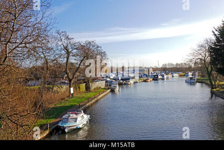 Une vue de la rivière Ant sur les Norfolk Broads en aval du pont Wayford, Stalham, Norfolk, Angleterre, Royaume-Uni, Europe. Banque D'Images