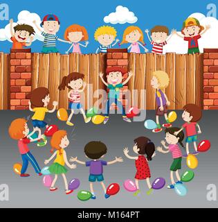 Les enfants jouant sur les ballons street illustration Illustration de Vecteur