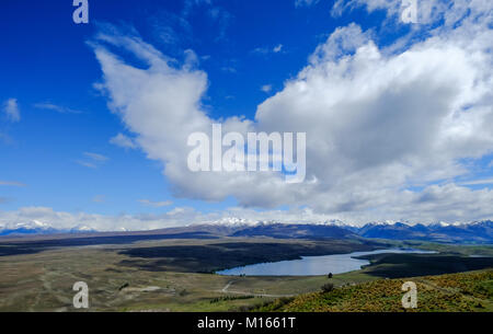 Paysage du Mont John au jour d'été en Nouvelle-Zélande. Banque D'Images