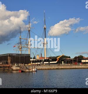 Fregatten Jylland. Célèbre vieux gréement situé dans Ebelstoft, Danemark. Banque D'Images