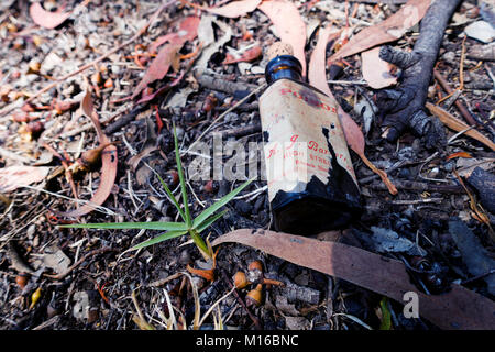 Poison australienne bouteille avec étiquette ancienne Banque D'Images