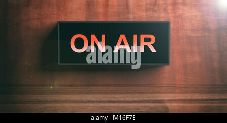 Sur l'air écrit sur une boîte noire isolée sur un mur peint en arrière-plan. 3d illustration Banque D'Images