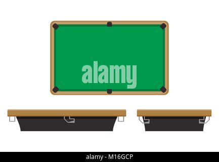 Table de billard sur le côté et sur le dessus. Jeu de billard snooker billard, sport, vector illustration Illustration de Vecteur