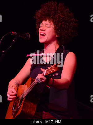 Ann Abor, Michigan, USA. 26 janvier, 2018. La chasteté musicien Brown effectue au cours de l'Ann Arbor Folk Festival à Hill Auditorium à Ann Abor, au Michigan. Ricky Bassman/CSM/Alamy Live News Banque D'Images