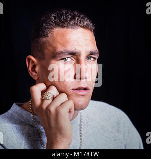 Vinnie Jones, footballeur et acteur photographié en 1989 à Leeds United FC pour le jeune Indy Banque D'Images