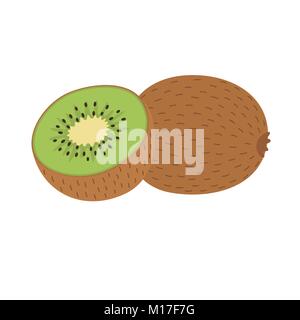 Ensemble et la moitié des kiwis. Illustration de Vecteur
