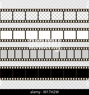 Bande de film ensemble. Collection de film pour l'appareil photo. Image cinéma. Modèle vectoriel sur fond transparent Illustration de Vecteur