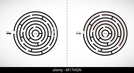 Labyrinthe Labyrinthe Résumé icône. L'élément de conception de forme de labyrinthe avec une entrée et une sortie. Vector illustration Illustration de Vecteur