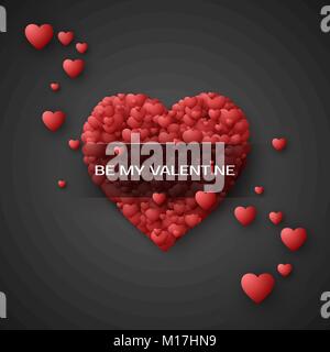 Coeur rouge - symbole de l'amour. Coeurs confettis. Saint Valentines Day card ou une bannière. Modèle pour la conception d'affiches et de l'enrubanneuse. Vector illustration isolé Illustration de Vecteur