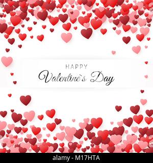 Happy Valentines Day carte de vœux. Carte de souhaits gabarit de protection. Contexte rempli de coeurs avec place pour inscription. Vector illustration Illustration de Vecteur