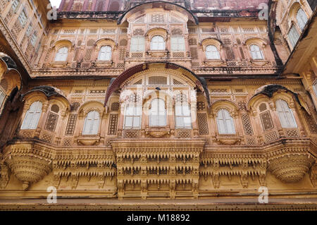 Détails de Mehrangarh Fort à Jodhpur (Inde). (Mehran Mehrangarh Fort), situé à Jodhpur, Rajasthan, est l'un des plus grands forts de l'Inde. Banque D'Images