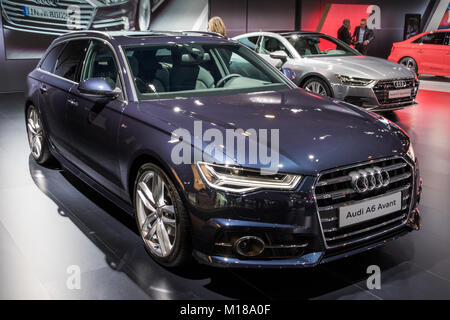 Bruxelles - 10/01/2018 : Audi A6 Avant location présentés lors du Salon Automobile de Bruxelles. Banque D'Images