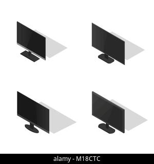 Ensemble d'icônes, collection de différents moniteurs d'ordinateur, isolé sur fond blanc. La conception de l'élément d'appareils numériques. Télévision 3D isométrique, style vecto Illustration de Vecteur