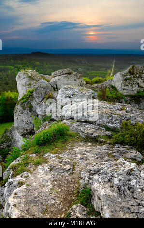 La nature réserve Mount Zborow / Berkowa. Jurassique polonais Highland, Lesser Poland voivodeship, Europe Banque D'Images