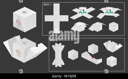 Boîte de paquet die cut avec la maquette 3d Illustration de Vecteur