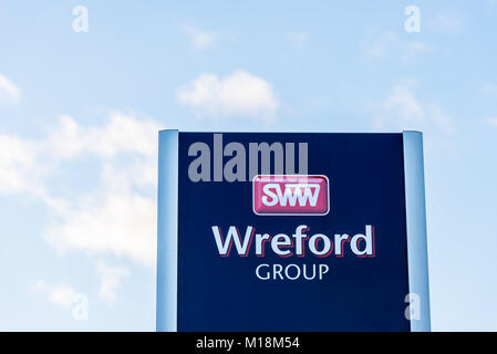 Northampton UK Janvier 04, 2018 logo du groupe : Wreford sign in Sixfields Parc industriel. Banque D'Images