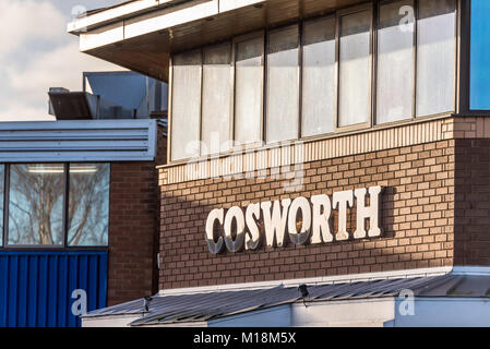 Northampton UK Le 05 janvier 2018 : les moteurs Cosworth Logo Spécialiste signe. Banque D'Images