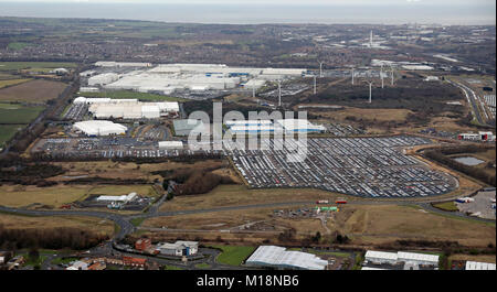 Vue aérienne de l'usine automobile de Nissan à Washington près de Sunderland, Royaume-Uni Banque D'Images