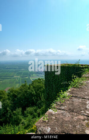 Vue depuis les murs de la ruine du château Madenburg près de Landau in der Pfalz, Allemagne. Banque D'Images