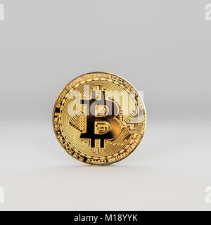 Le rendu 3D de monnaie bitcoin isolé sur fond blanc Banque D'Images