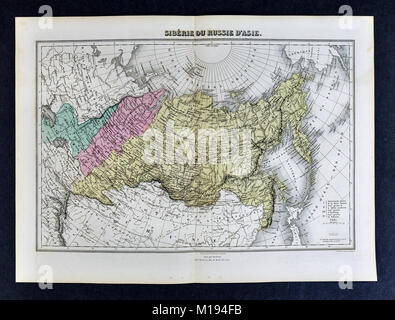 1877 Migeon Carte - Sibérie Russie Asie - Océan Arctique Oural Banque D'Images