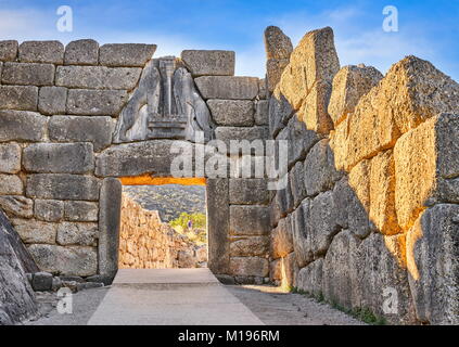 Le Lion Gate, Mycènes, Péloponnèse, Grèce Banque D'Images