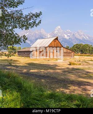 Mormon Row Grange à Grand Teton National Park, Wyoming, USA Banque D'Images