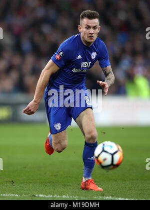 La ville de Cardiff Joe Ralls au cours de l'unis en FA Cup, quatrième match à Cardiff City Stadium Banque D'Images