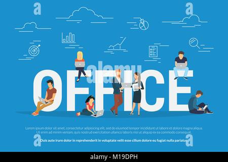 Office de Tourisme d'équipe et d'objectifs vector illustration de personnes travaillant ensemble Illustration de Vecteur