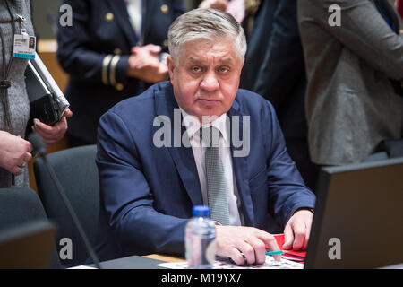 Bruxelles, Bxl, Belgique. 29 janvier, 2018. Ministre Polonais Krzysztof Jurgiel durant la réunion des ministres de l'Agriculture au siège du Conseil européen à Bruxelles, Belgique le 29.01.2018 par Wiktor Dabkowski Wiktor Dabkowski/crédit : ZUMA Wire/Alamy Live News Banque D'Images