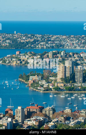 Maisons et appartements le long de la côte du port de Sydney Banque D'Images