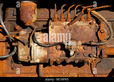 Détails du moteur d'un tracteur sur la plage de Cromer Norfolk en Angleterre Banque D'Images