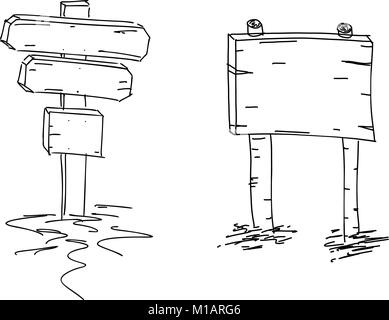 Flèches doubles. Croquis dessinés à la main. Vector illustration. Direction. Doodle croquis des indicateurs en bois. Pointeur. Trouver votre chemin Illustration de Vecteur