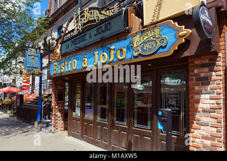 Bistro à Jojo, un célèbre bar blues dans la rue St-Denis, Montréal, province de Québec, Canada. Banque D'Images